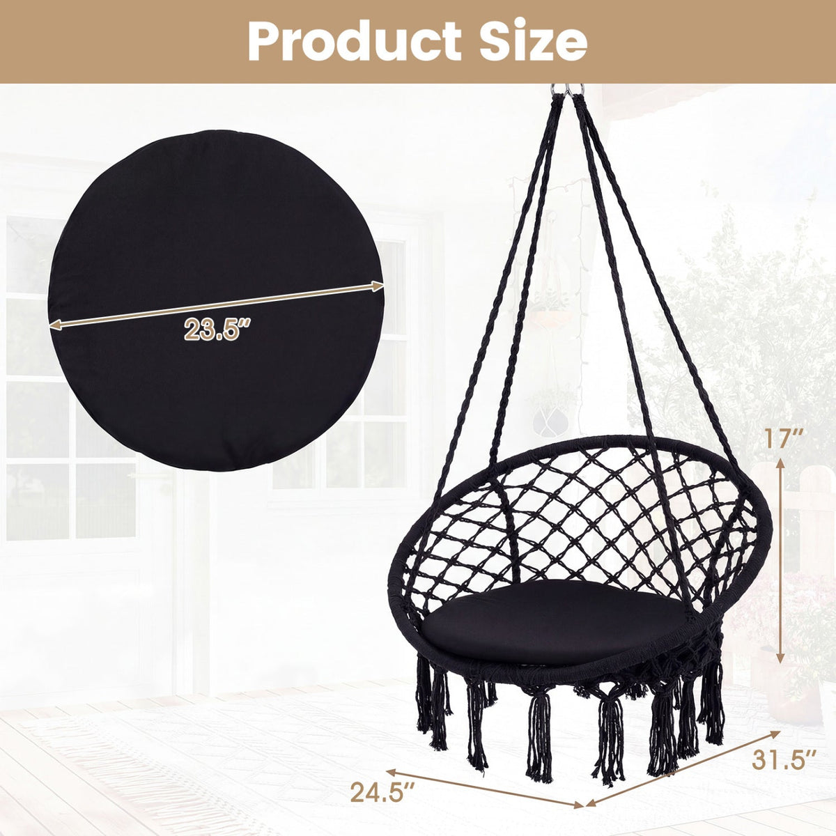 Round Macrame Hammock Swing Chair