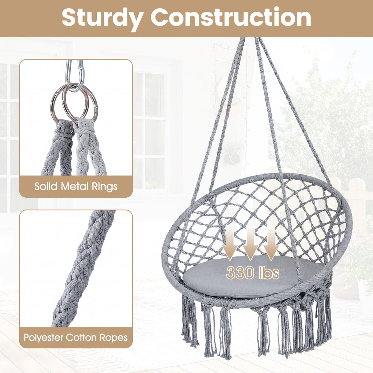 Round Macrame Hammock Swing Chair