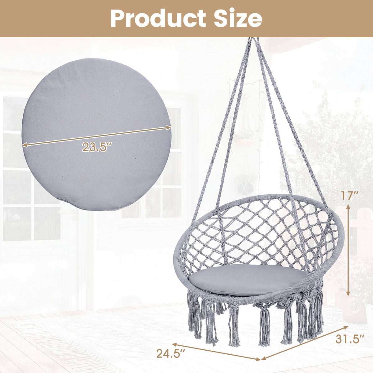 Round Macrame Hammock Swing Chair