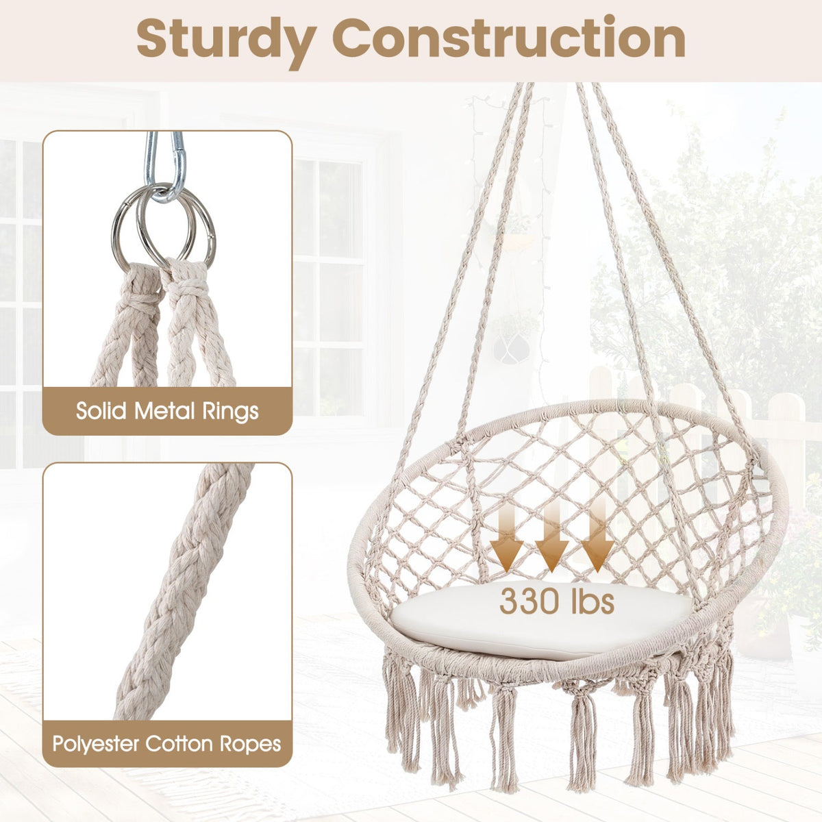 Round Macrame Hammock Swing Chair