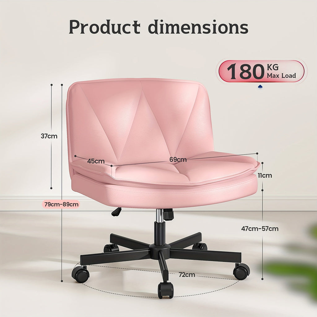 27" Wide Criss Cross Office Chair with Wheels – Ergonomic Swivel Armless Vanity & Desk Chair