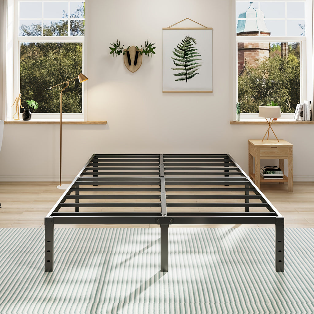 Heavy-Duty Metal Platform Bed Frame – No Box Spring Needed, Under-Bed Storage, Multiple Heights