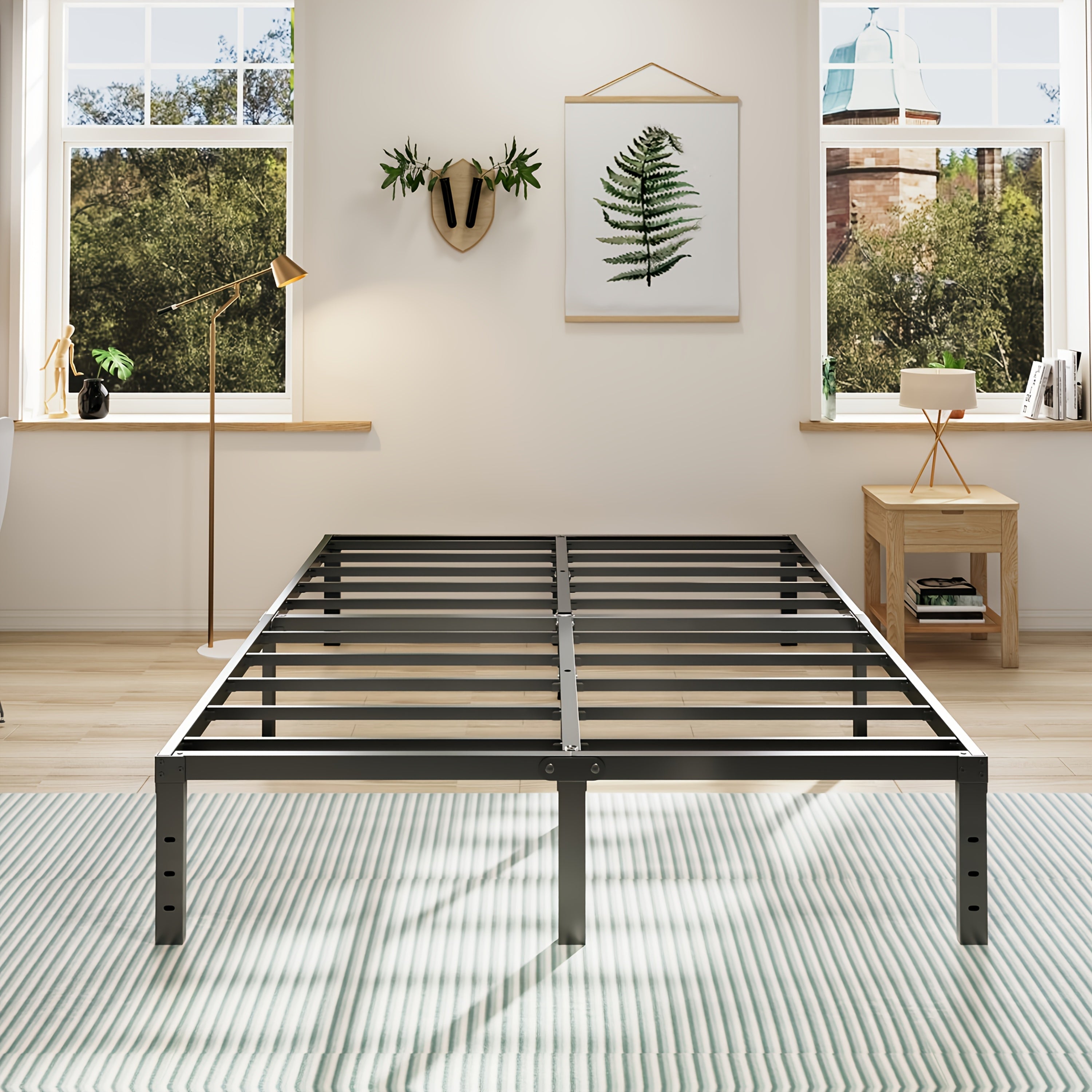 Heavy-Duty Metal Platform Bed Frame – No Box Spring Needed, Under-Bed Storage, Multiple Heights
