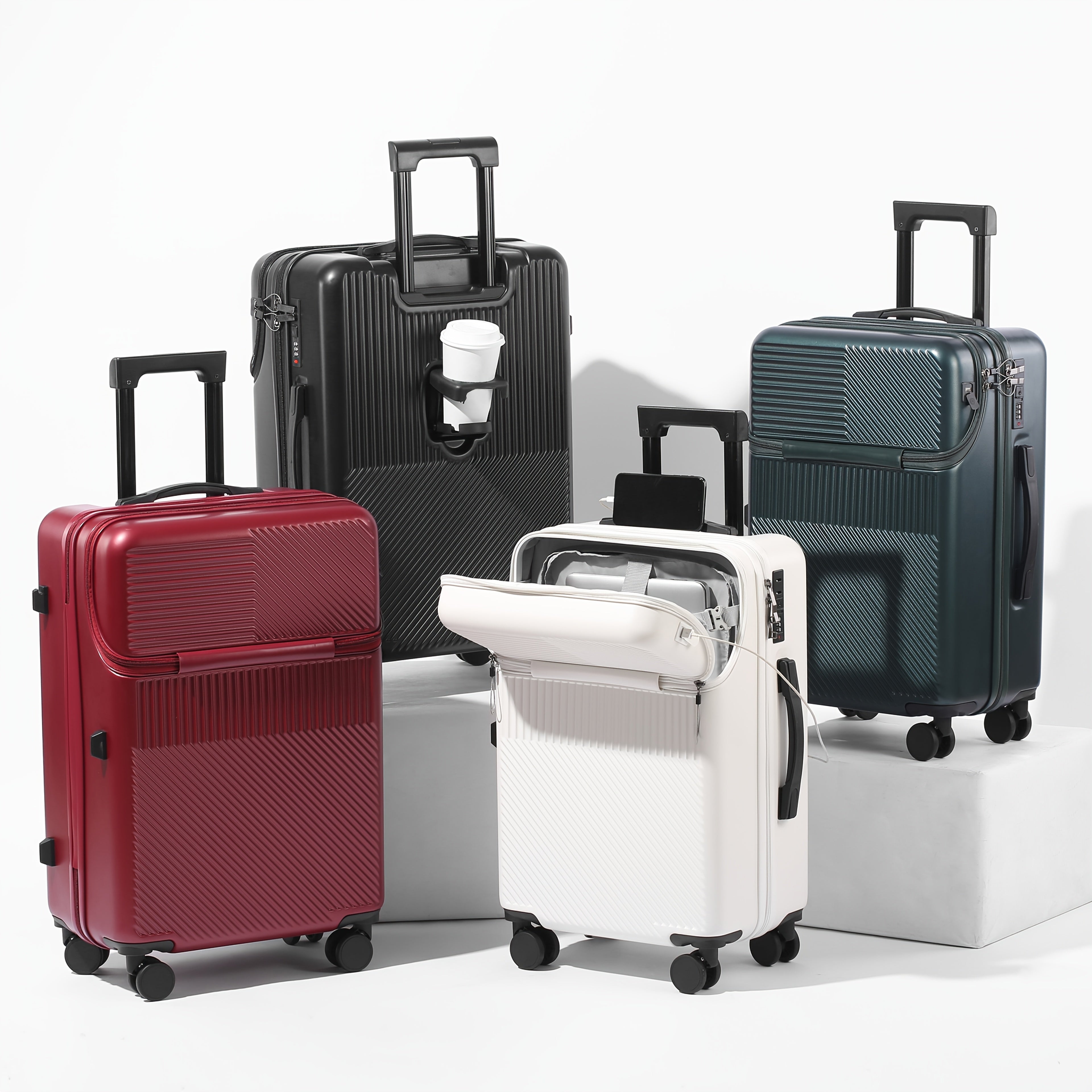 Hard Shell Carry-On Suitcase with Front Laptop Pocket, USB Port & TSA Lock – 20" 22" 24" 26"