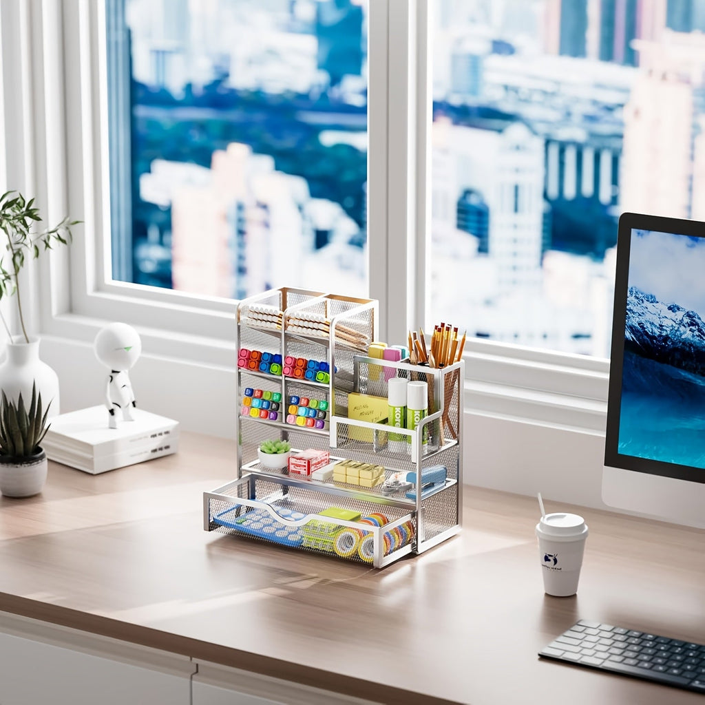 Multi-Layer Iron Mesh Desk Organizer