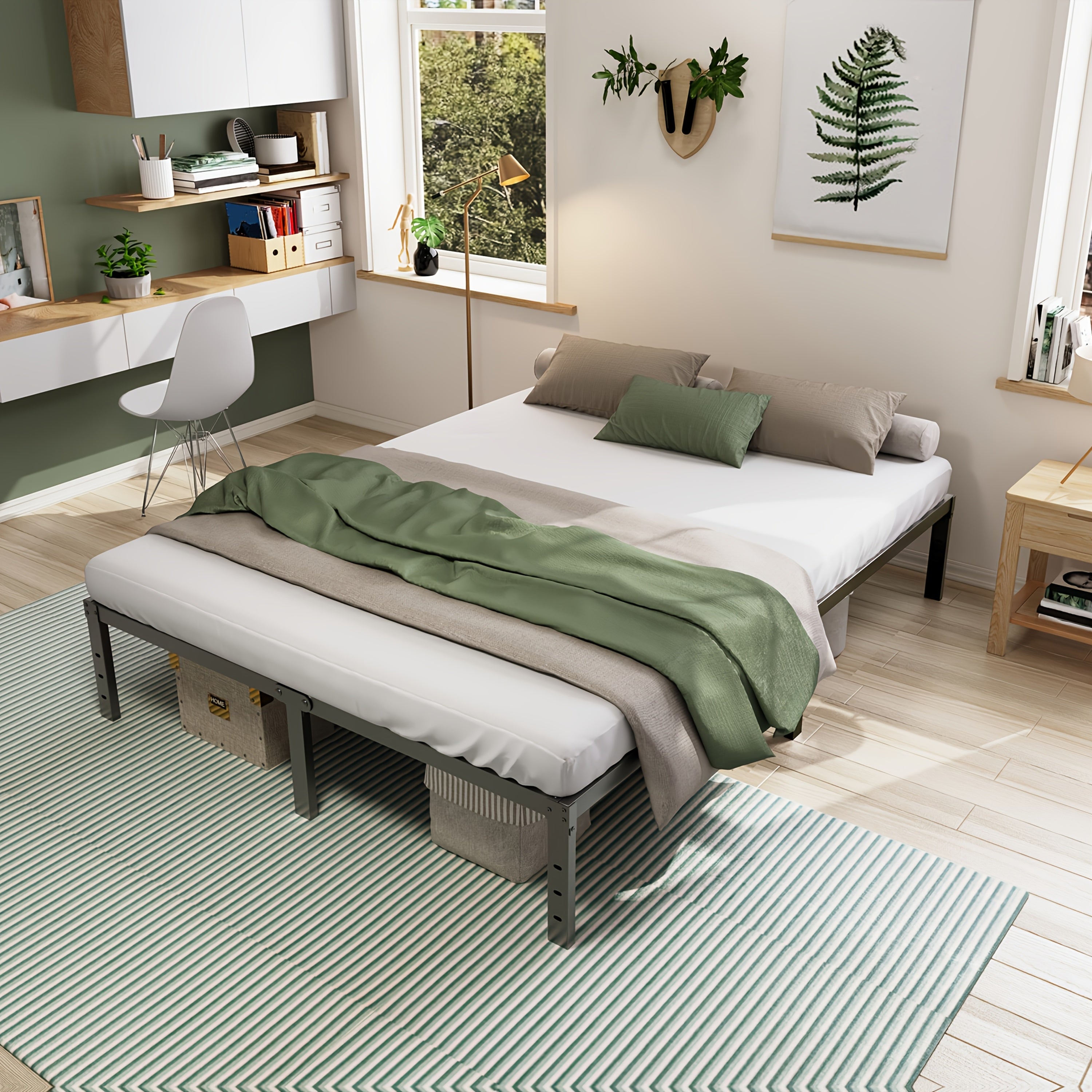 Heavy-Duty Metal Platform Bed Frame – No Box Spring Needed, Under-Bed Storage, Multiple Heights