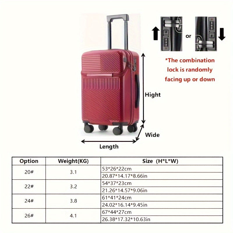 Hard Shell Carry-On Suitcase with Front Laptop Pocket, USB Port & TSA Lock – 20" 22" 24" 26"