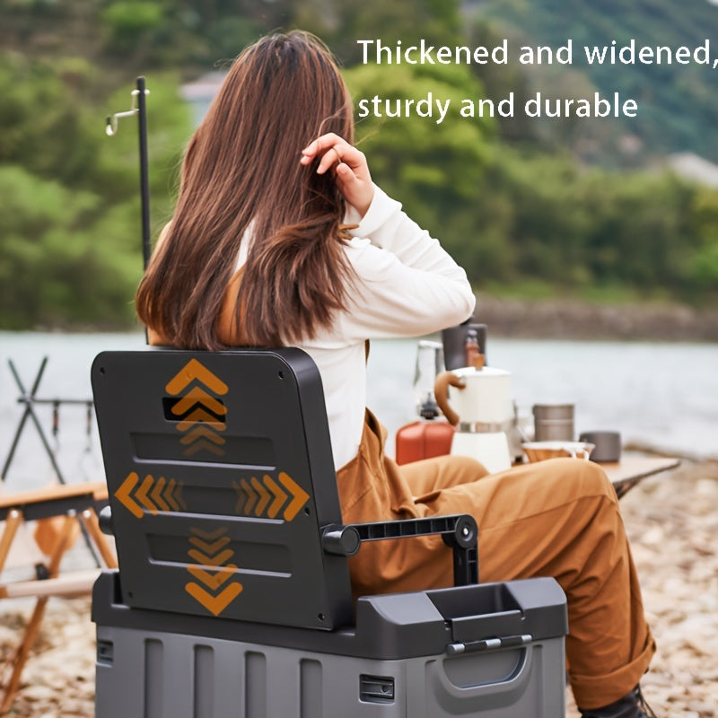Foldable Camping Stool with Backrest and Storage Bag
