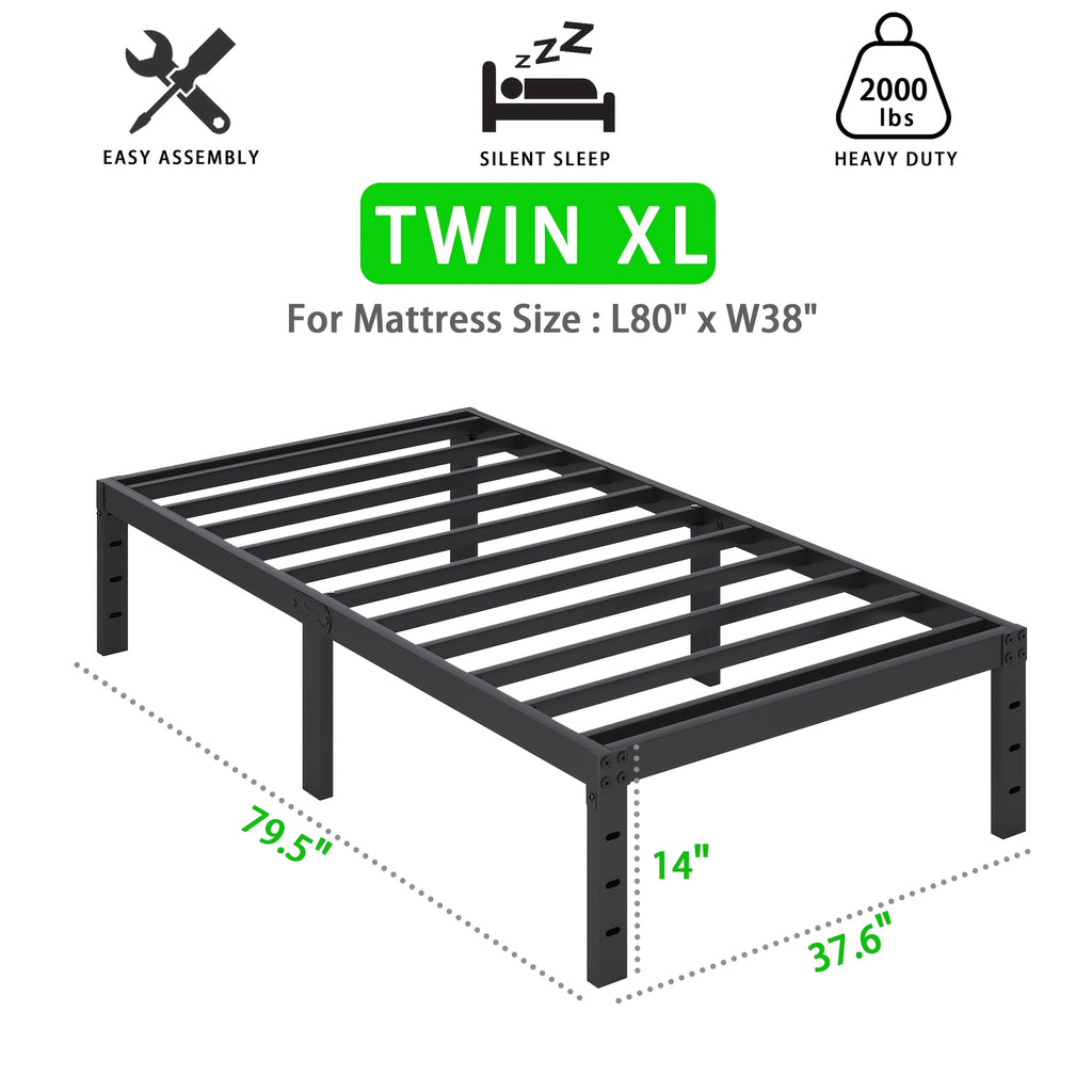 Heavy-Duty Metal Platform Bed Frame – No Box Spring Needed, Under-Bed Storage, Multiple Heights