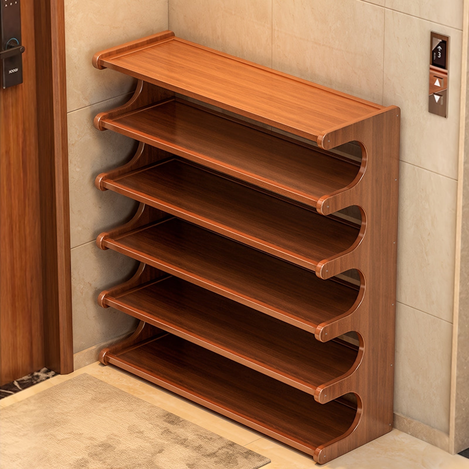 Bamboo Shoe Rack Organizer – 5 or 6 Tier Wooden Entryway Shelf | Space-Saving Storage