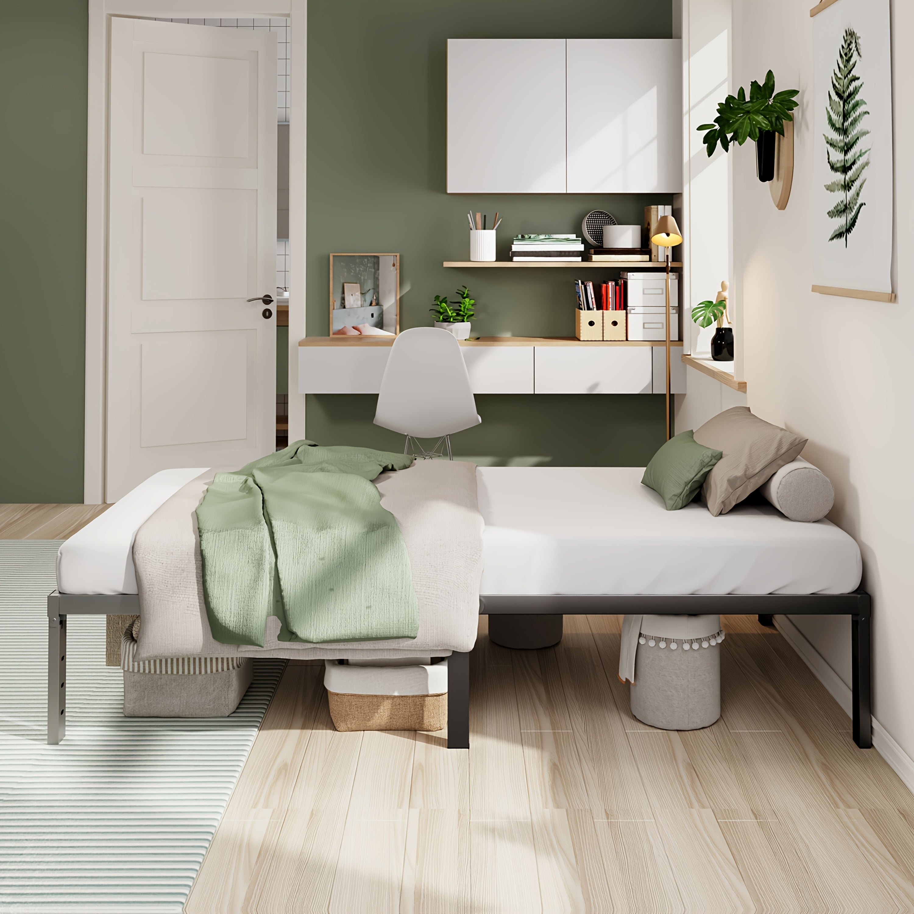 Heavy-Duty Metal Platform Bed Frame – No Box Spring Needed, Under-Bed Storage, Multiple Heights