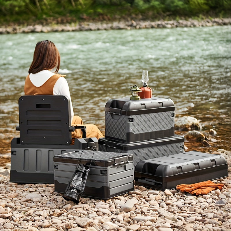 Foldable Camping Stool with Backrest and Storage Bag