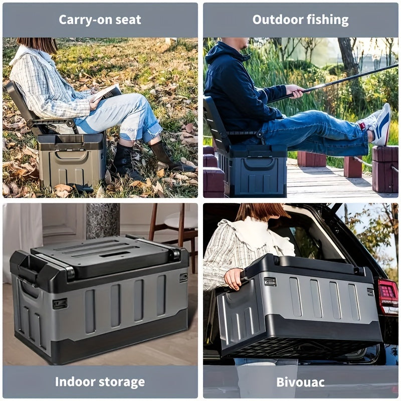 Foldable Camping Stool with Backrest and Storage Bag