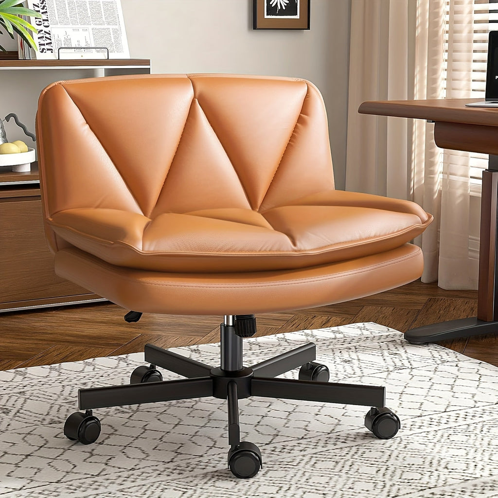 27" Wide Criss Cross Office Chair with Wheels – Ergonomic Swivel Armless Vanity & Desk Chair