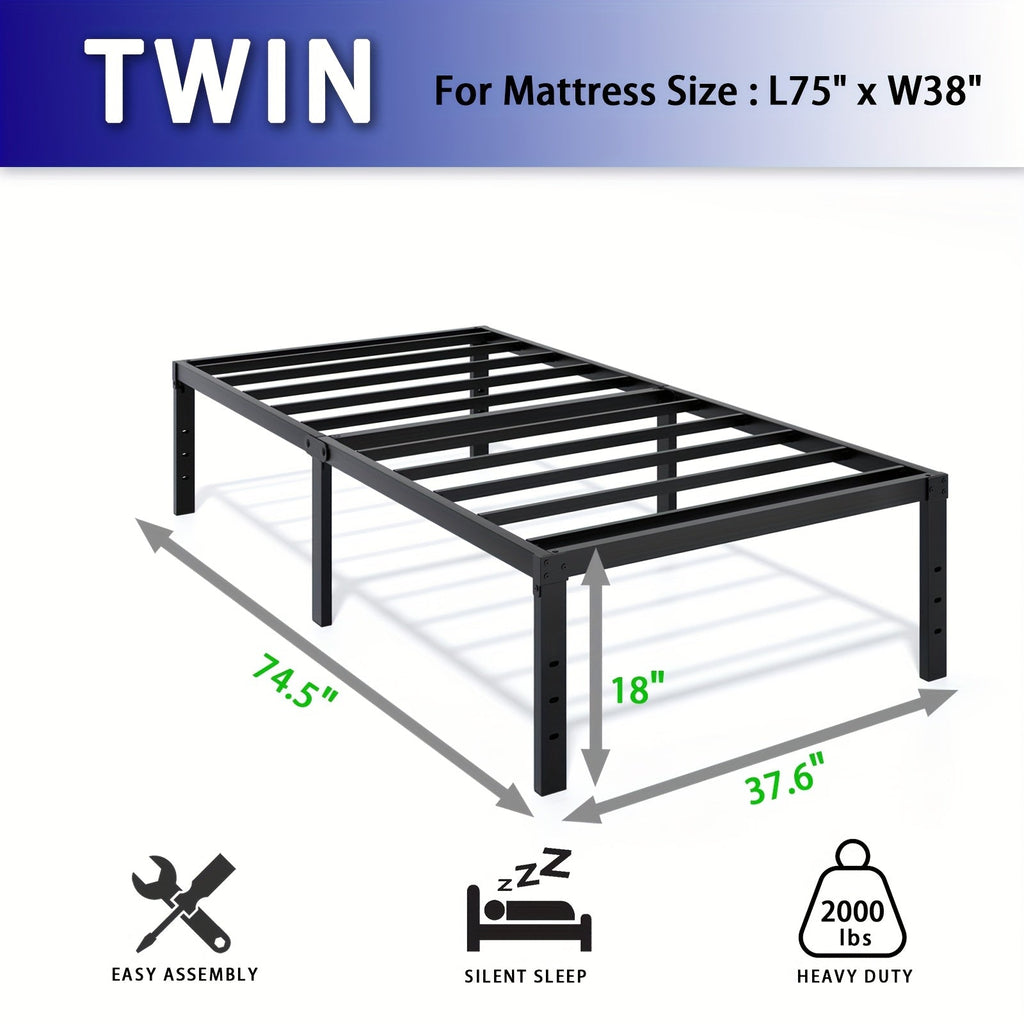 Heavy-Duty Metal Platform Bed Frame – No Box Spring Needed, Under-Bed Storage, Multiple Heights