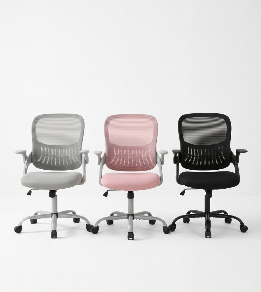 Ergonomic High-Back Mesh Office Chair – Adjustable Lumbar Support & Headrest | Grey, Black, Pink
