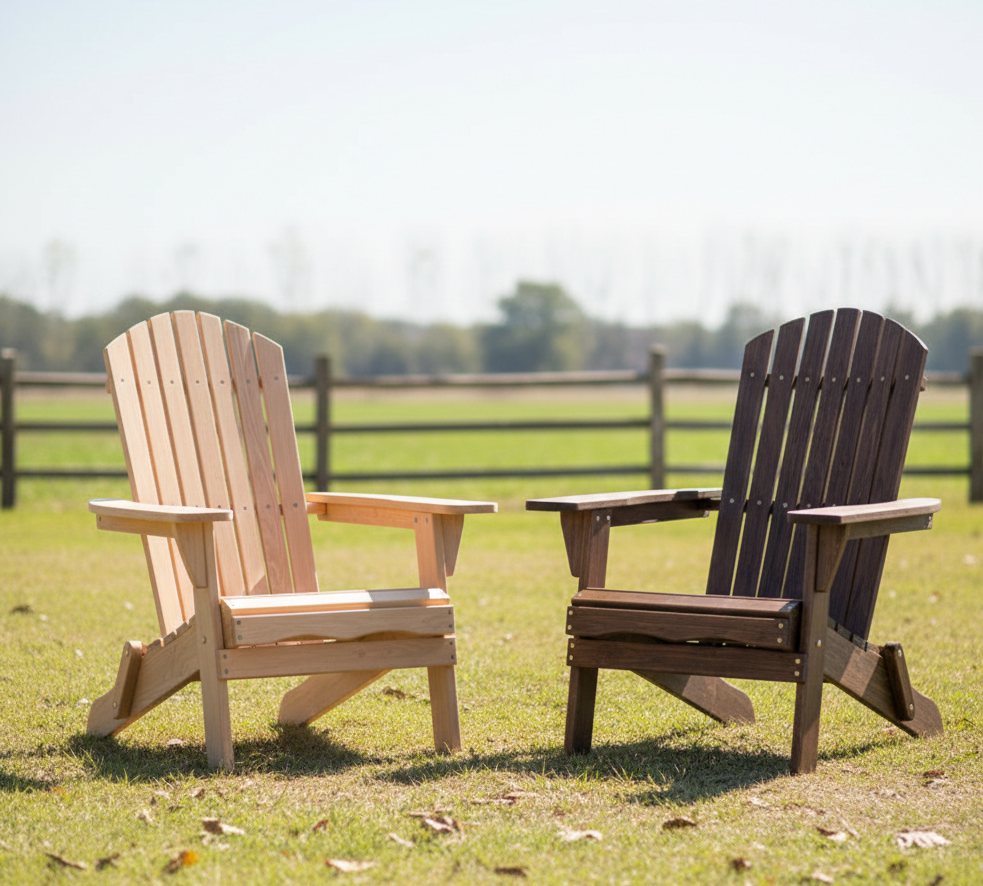 Folding Adirondack Chair – Carbonized Wood, 350 lb Capacity, Waterproof Outdoor Patio Chair