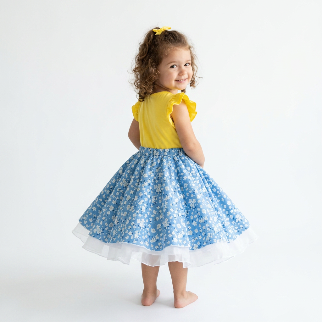 Girls' Cotton Ruffle Dress – Bright Blossom Toddler Summer Dress (1T–5T)