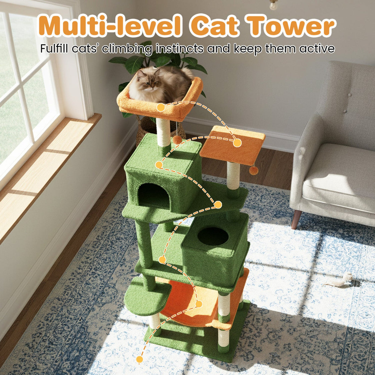 75" Multi-Level Cat Tree Tower