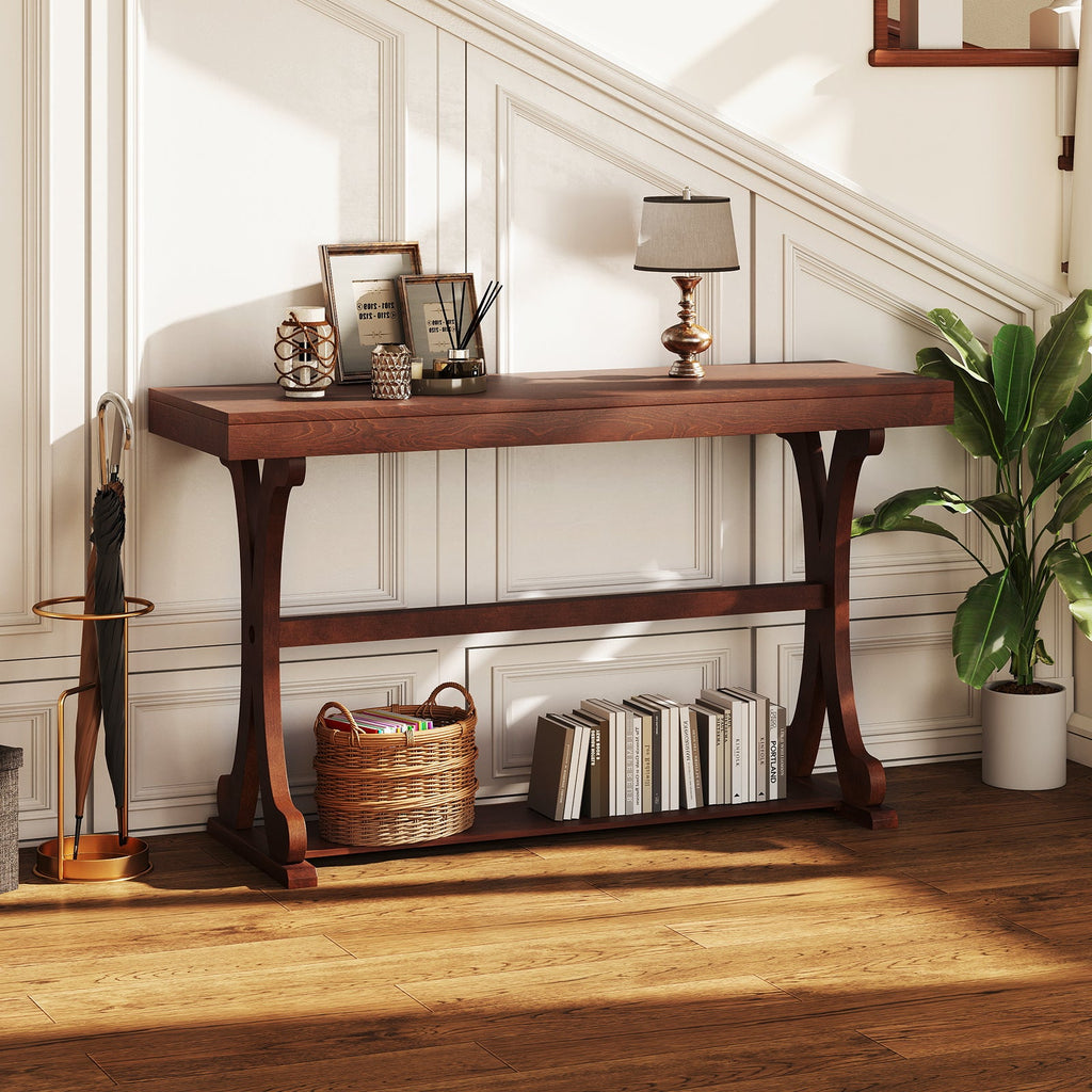 52" Vintage Narrow Console Table with Storage Shelf