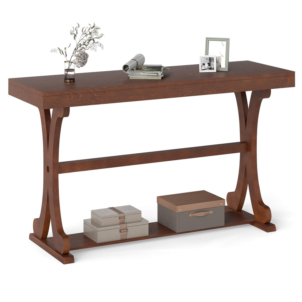 52" Vintage Narrow Console Table with Storage Shelf
