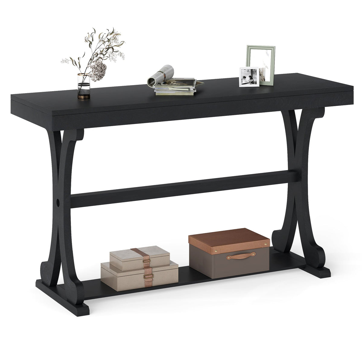 52" Vintage Narrow Console Table with Storage Shelf