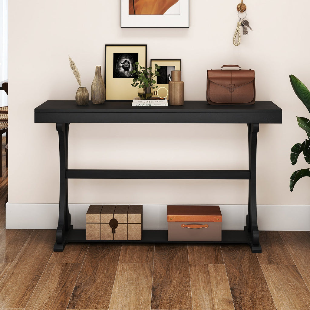 52" Vintage Narrow Console Table with Storage Shelf