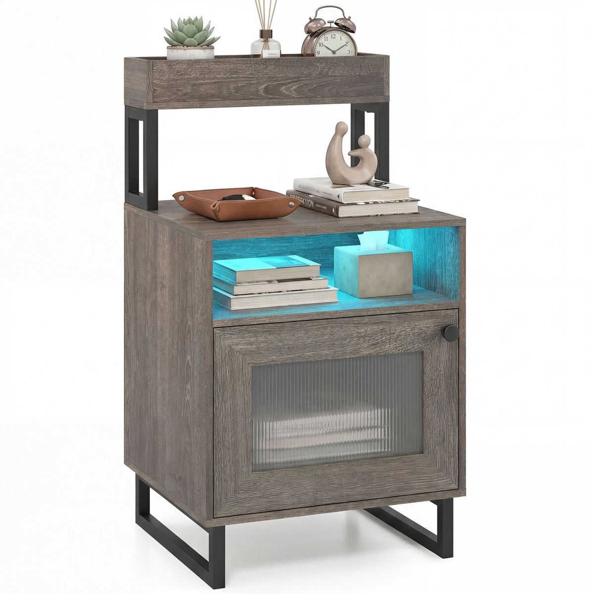 Modern Nightstand with RGB LED Lights