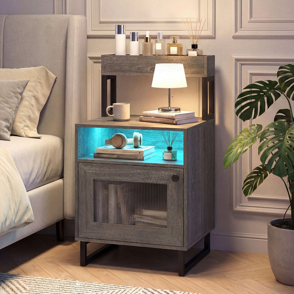 Modern Nightstand with RGB LED Lights