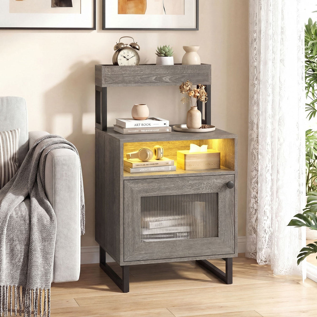 Modern Nightstand with RGB LED Lights