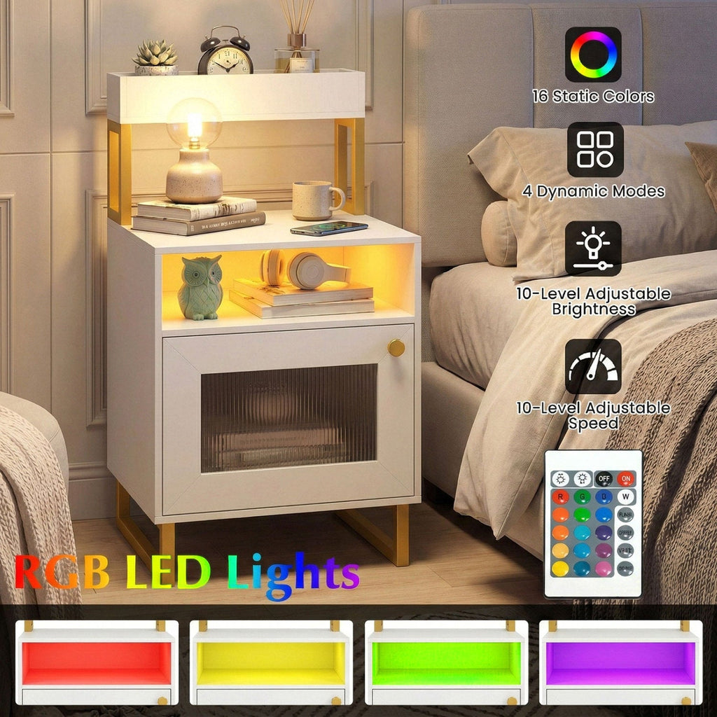 Modern Nightstand with RGB LED Lights