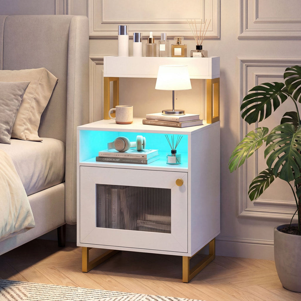 Modern Nightstand with RGB LED Lights