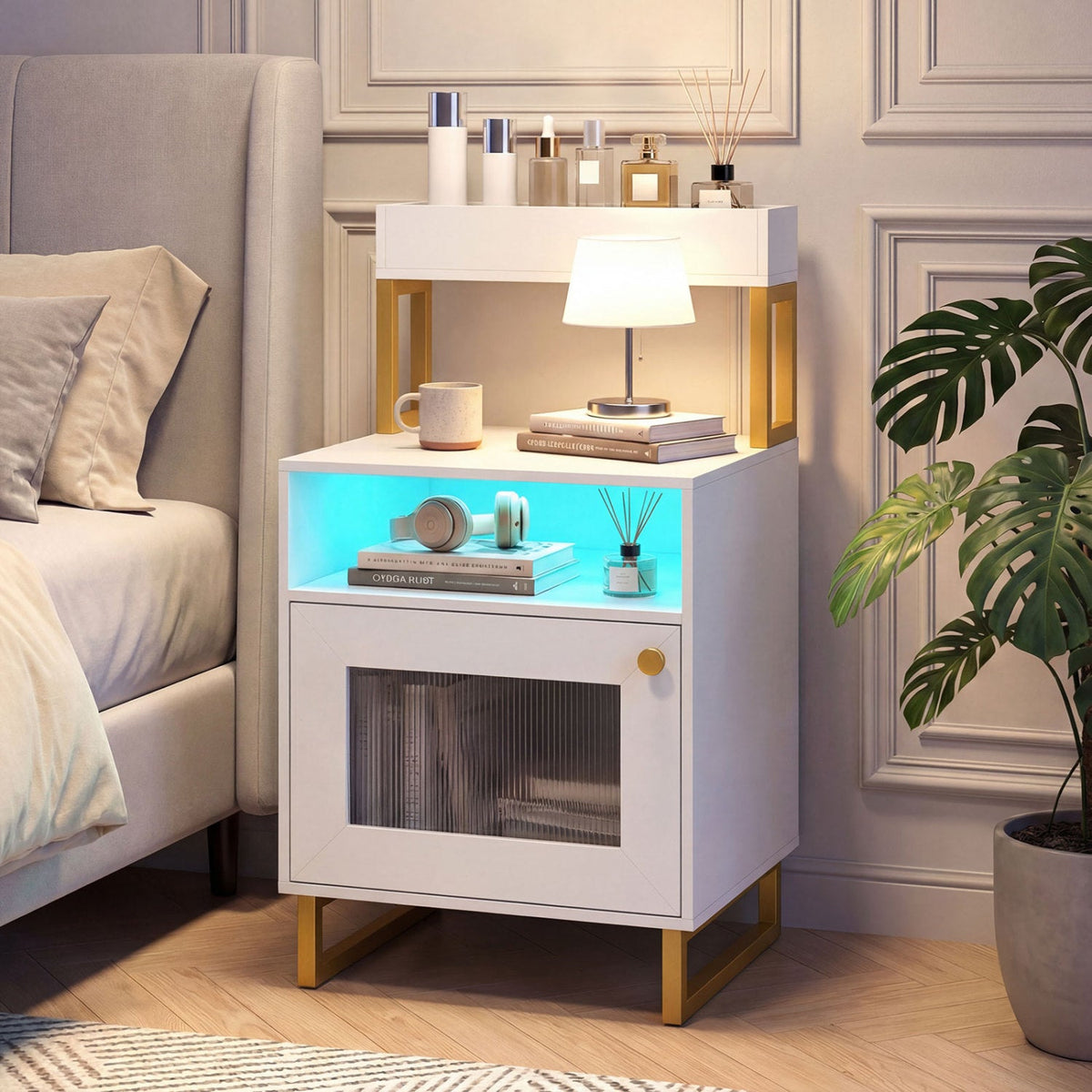Modern Nightstand with RGB LED Lights