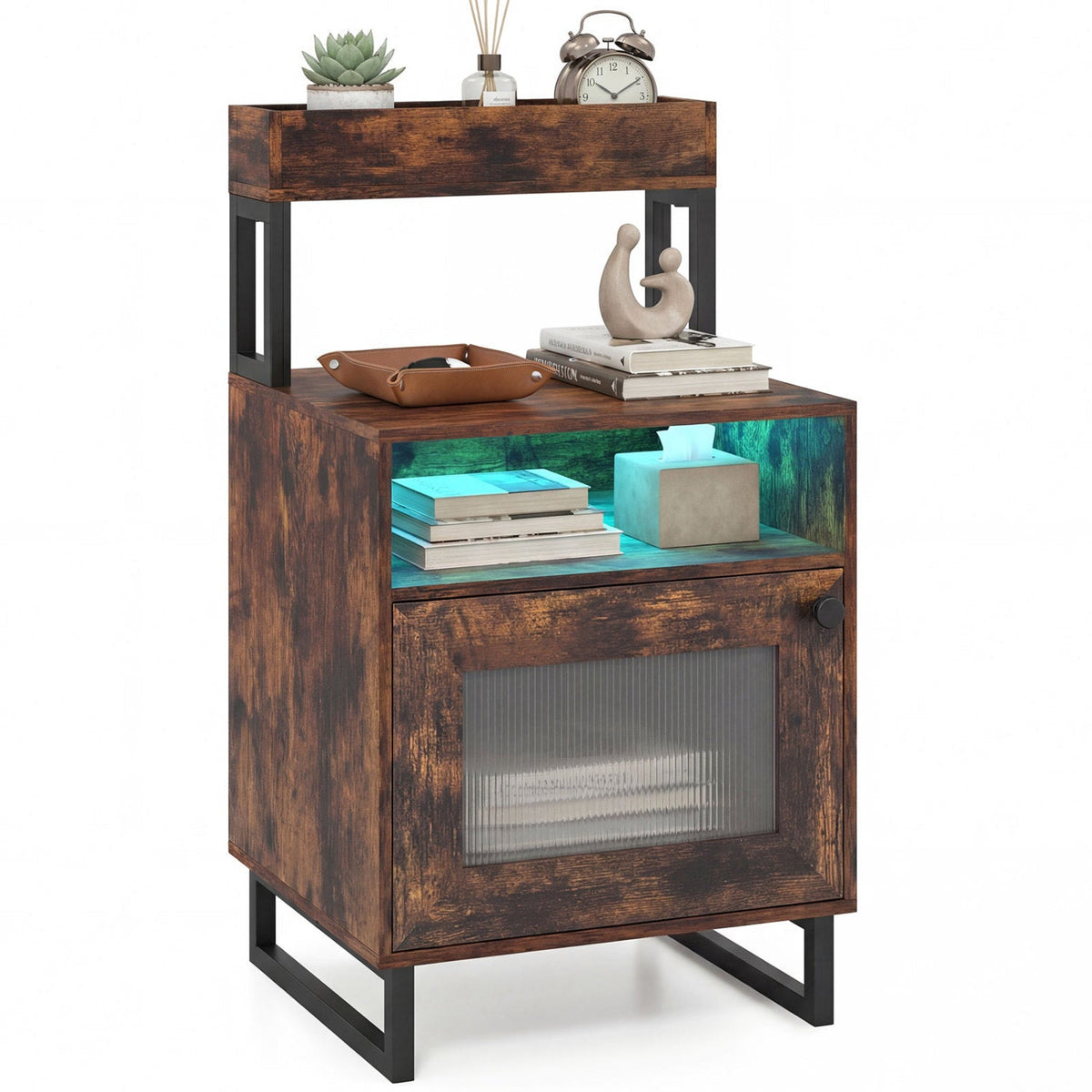 Modern Nightstand with RGB LED Lights