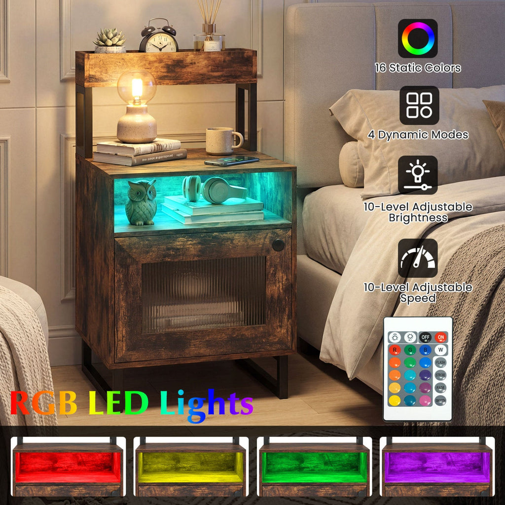Modern Nightstand with RGB LED Lights