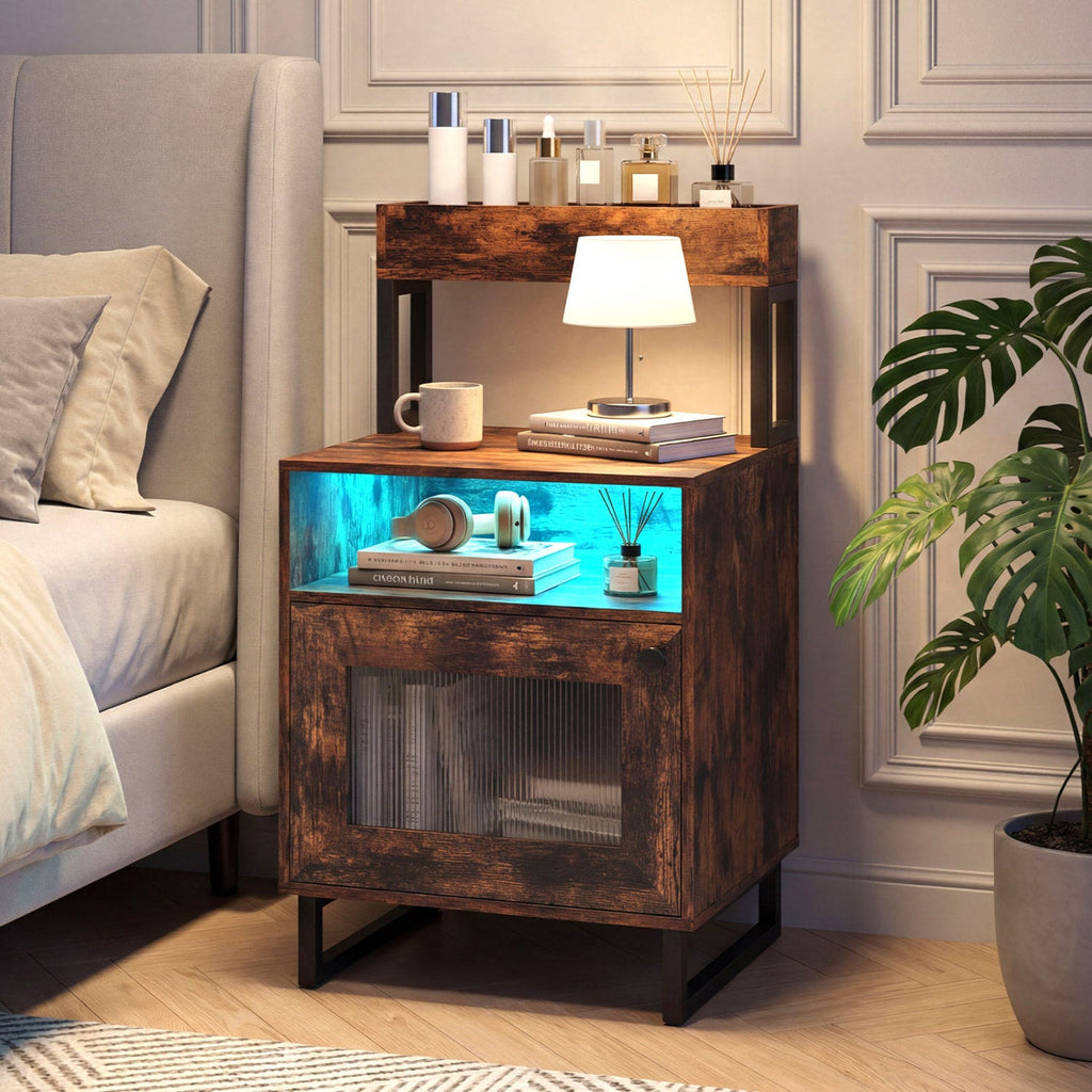 Modern Nightstand with RGB LED Lights