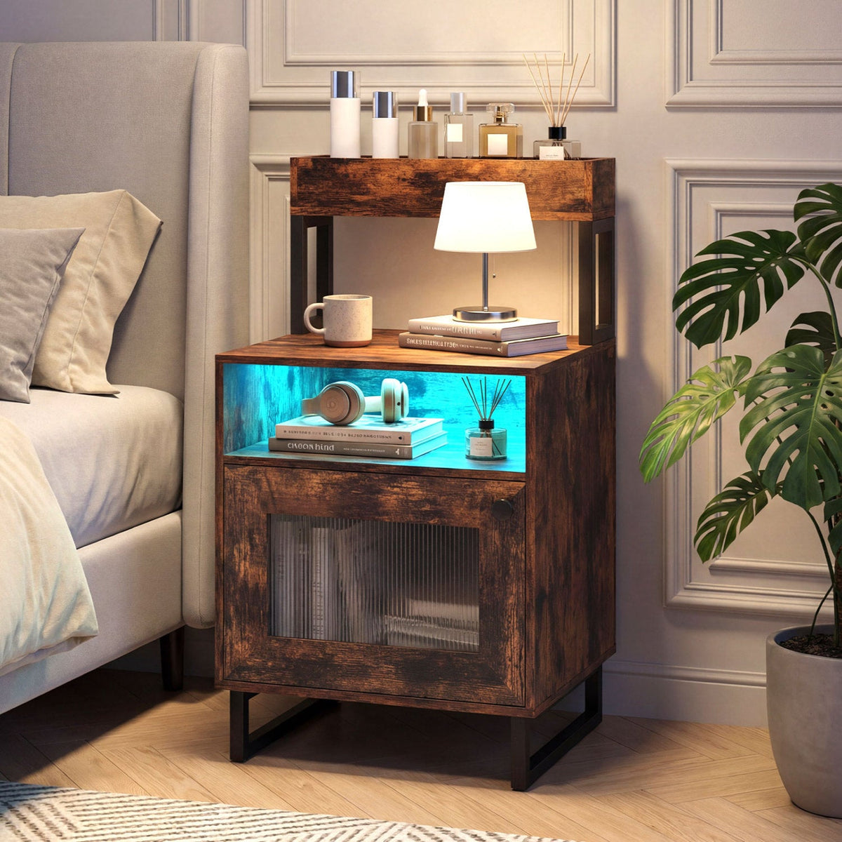 Modern Nightstand with RGB LED Lights