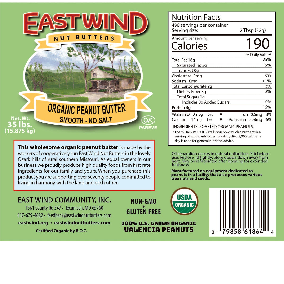 East Wind Nut Butters Organic Valencia Peanut Butter – Smooth & Crunchy