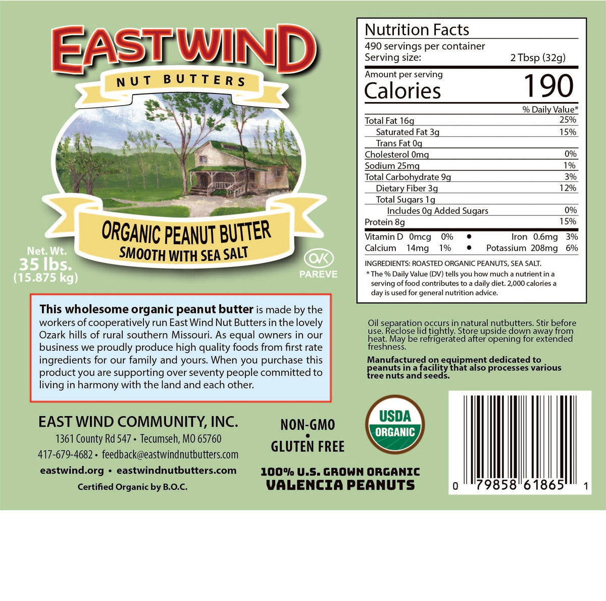 East Wind Nut Butters Organic Valencia Peanut Butter – Smooth & Crunchy