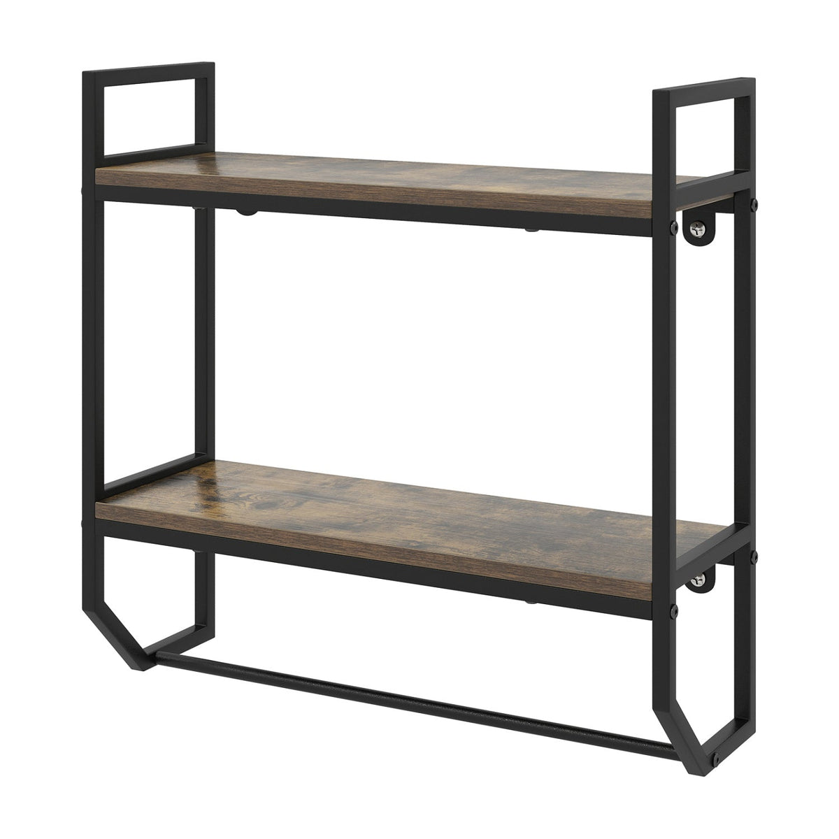 2-Tier Wall Mounted Bathroom Shelf with Towel Bar