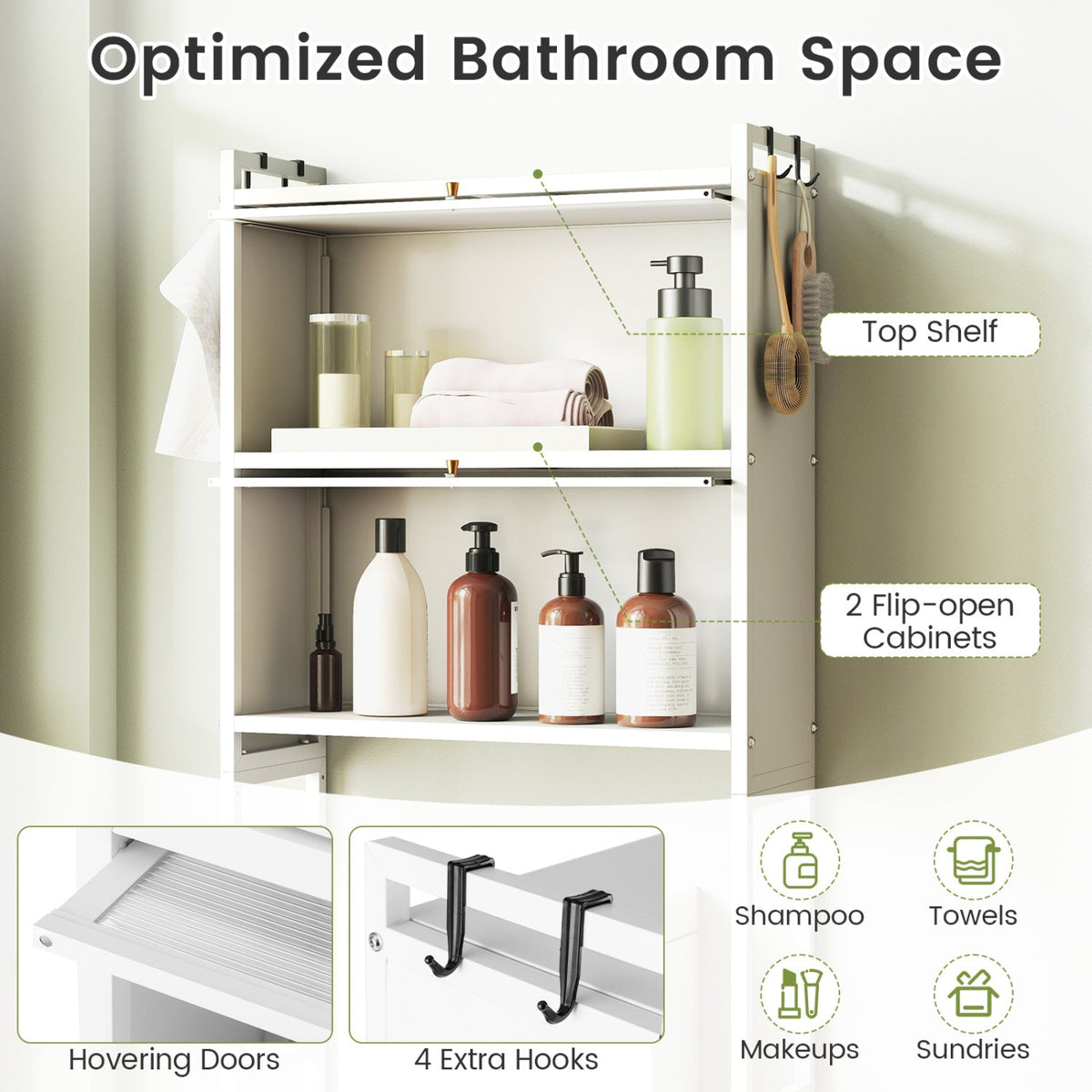 Over-the-Toilet Cabinet Organizer