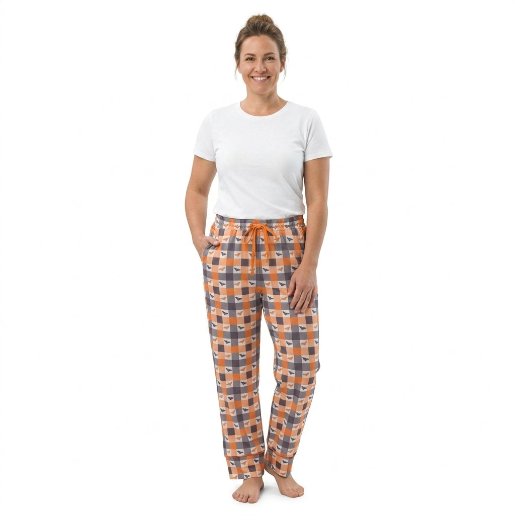 Plaid Bat Halloween Pajama Pants