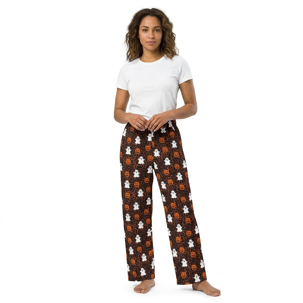 Leopard Ghost & Pumpkin Halloween Pants