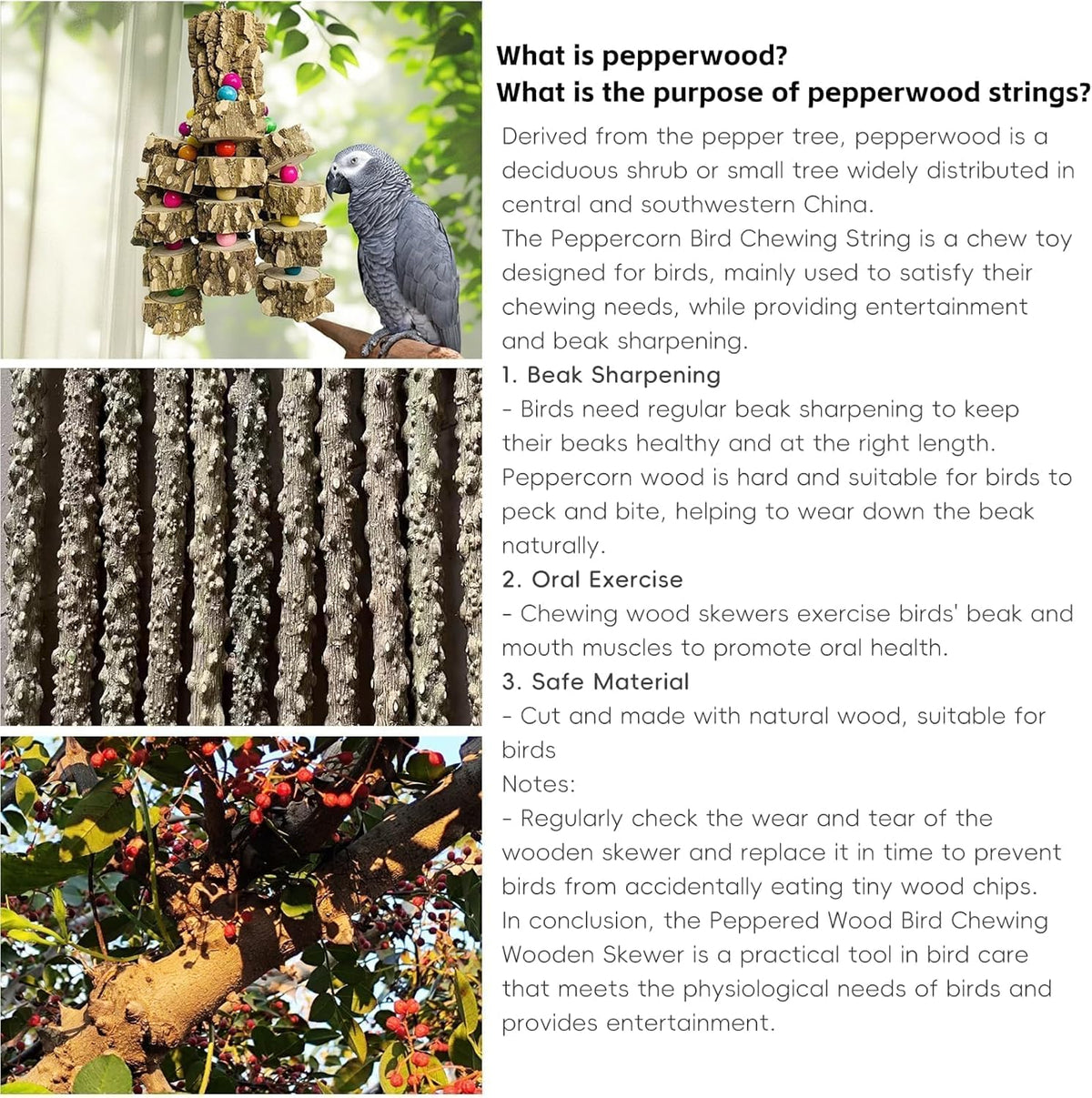 Natural Wood Parrot Chew Toy – Extra Large