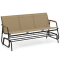 3-Person Outdoor Patio Glider Bench with Teak Armrests