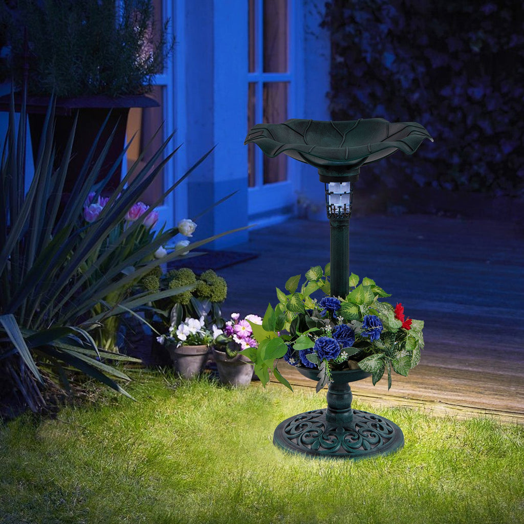 Solar Pedestal Bird Bath & Feeder
