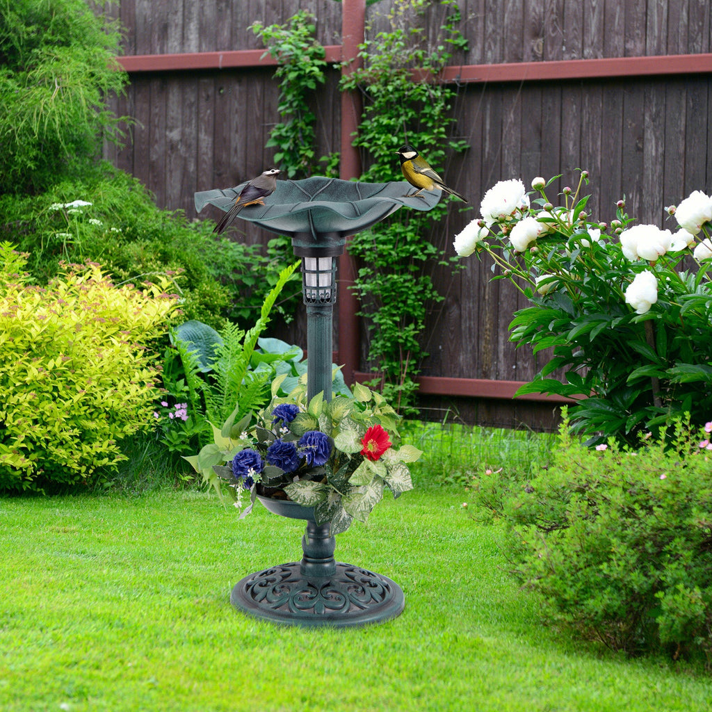 Solar Pedestal Bird Bath & Feeder