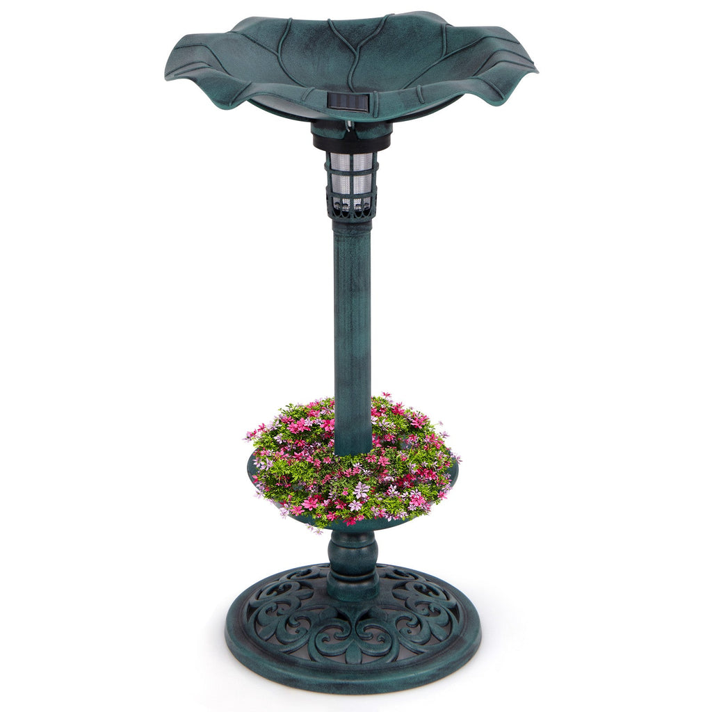 Solar Pedestal Bird Bath & Feeder