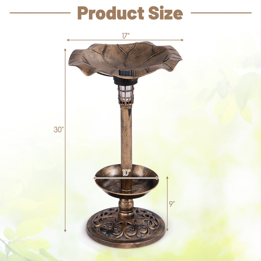 Solar Pedestal Bird Bath & Feeder
