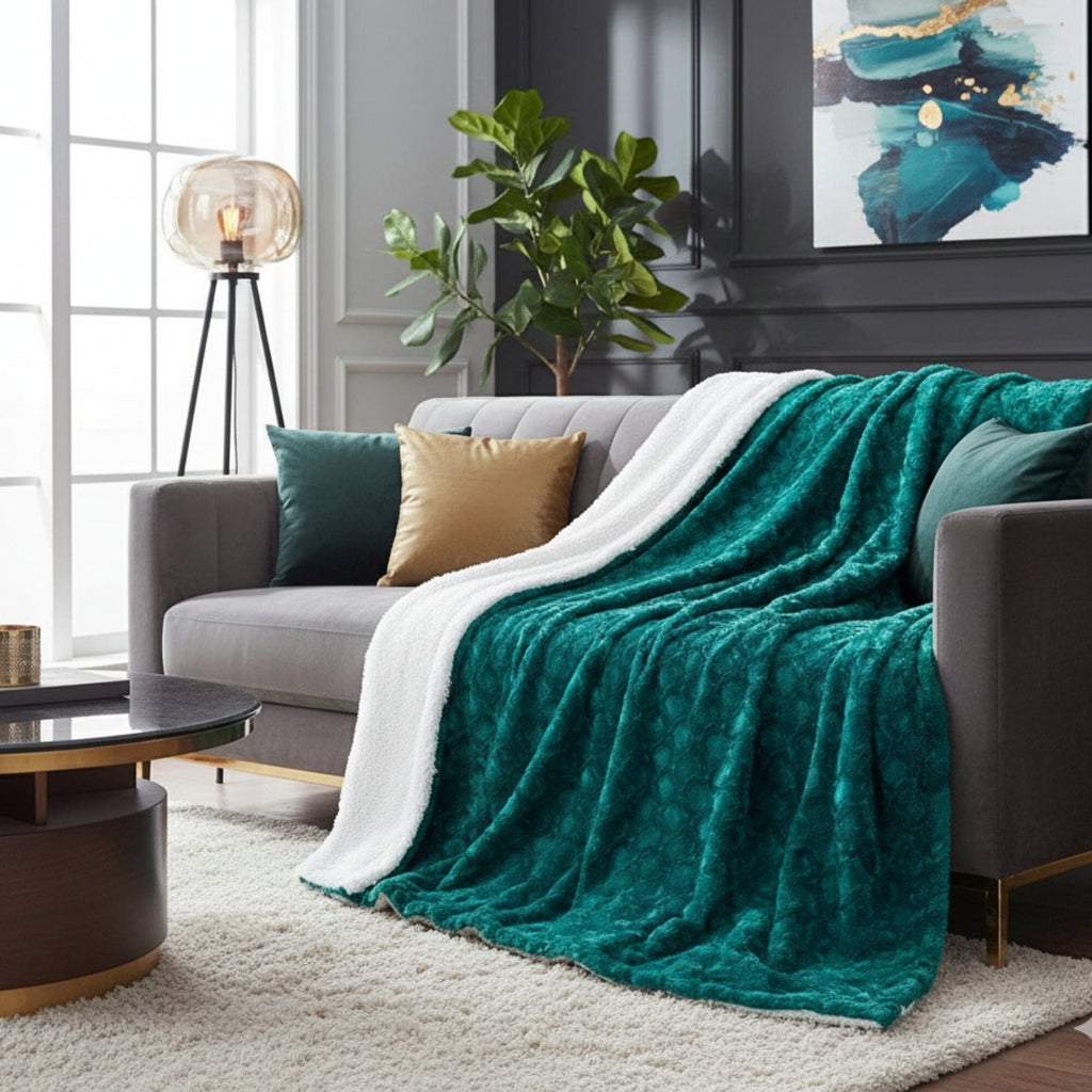 Mermaid Scale Sherpa Throw Blanket